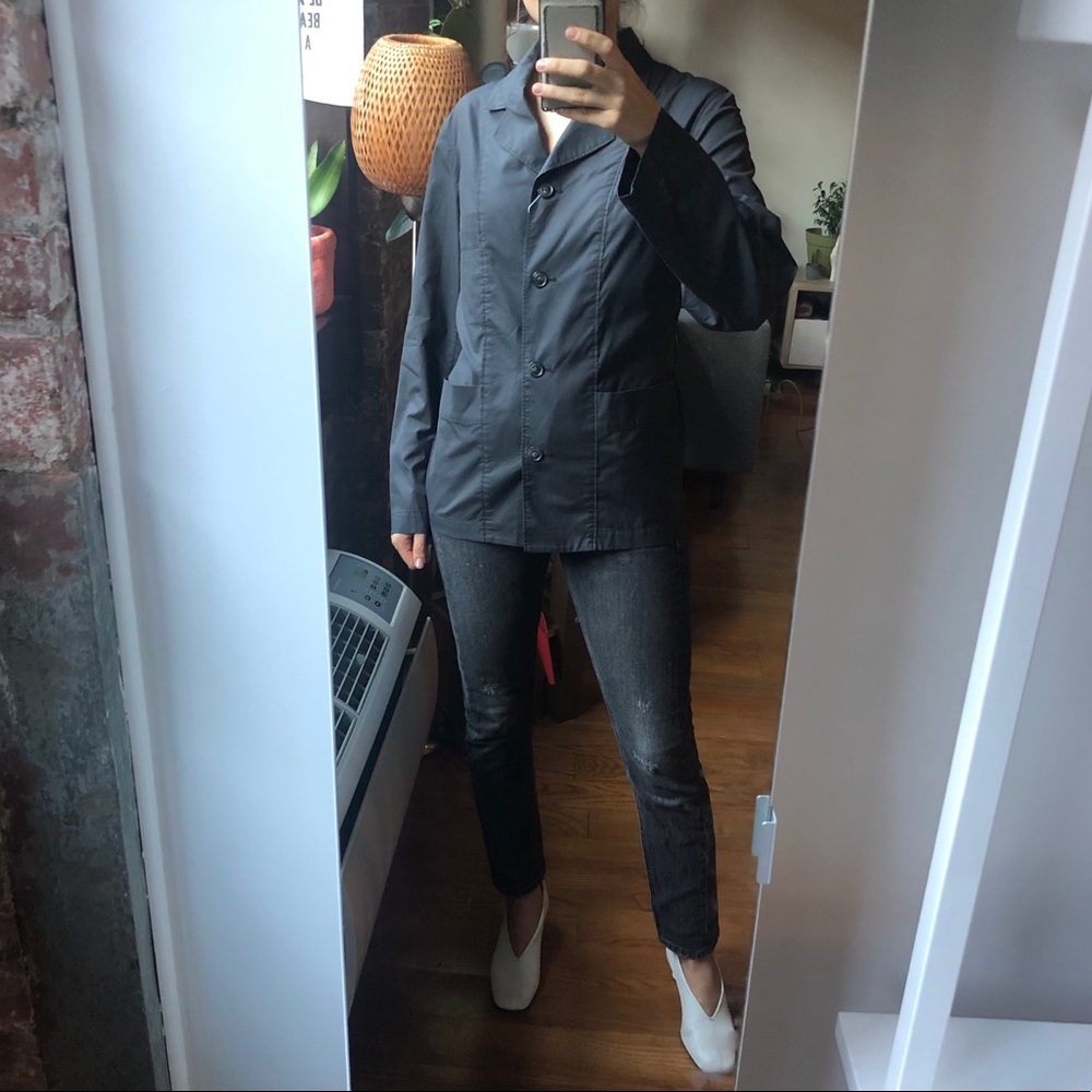 Uniqlo dark gray womens light utility shirt jacket